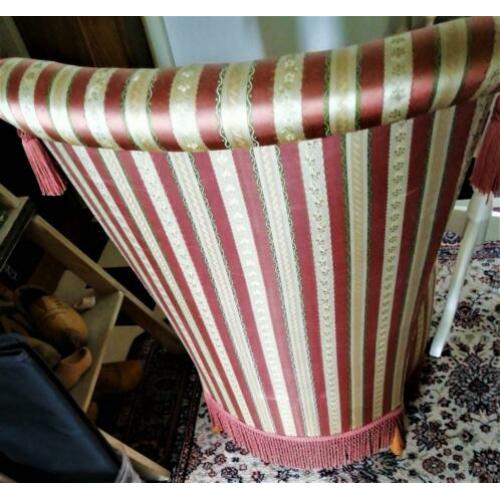 Vintage boudoirstoeltje brei naai stoeltje roze streep Roze