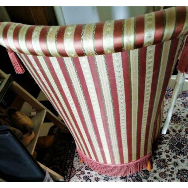 Vintage boudoirstoeltje brei naai stoeltje roze streep Roze