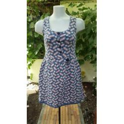 ZGAN blauw roze SISSY BOY retro jurkje mt S/XS 36/34, jurk
