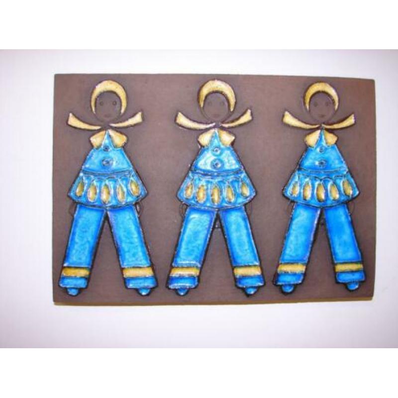 Gesigneerde plaquette vintage keramiek Deens Design jaren 60