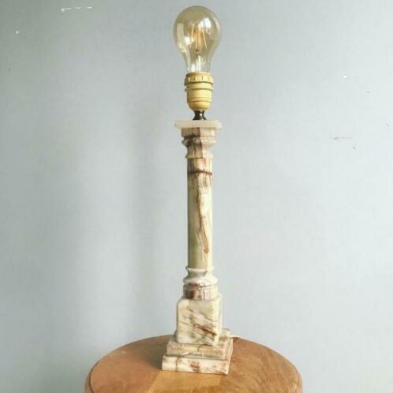 Prachtige vintage onyx marmeren tafellamp, lamp,