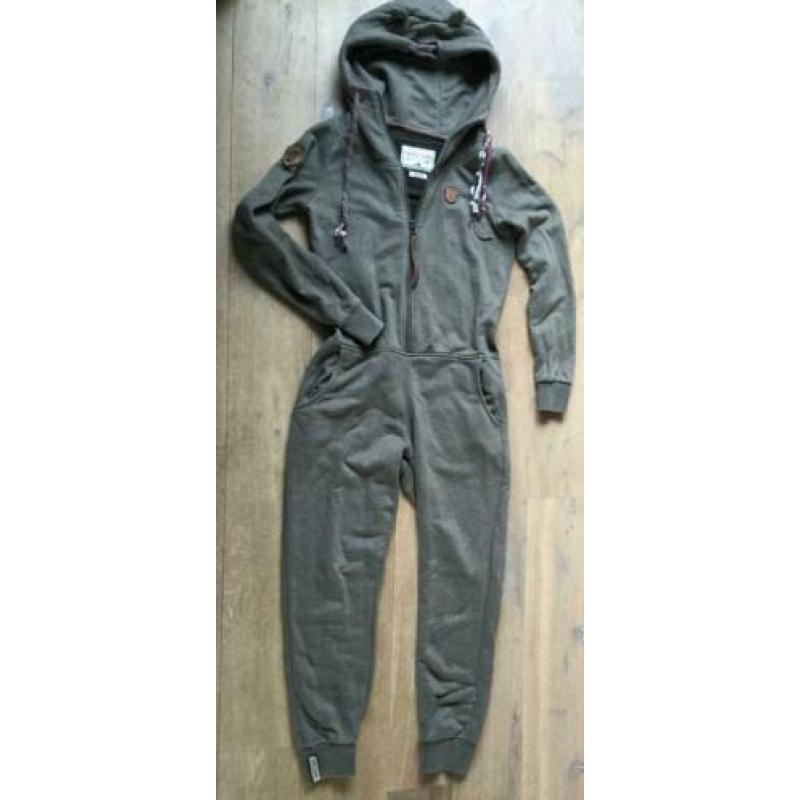 Stoere Naketano jumpsuit onesie overall maat M legergroen
