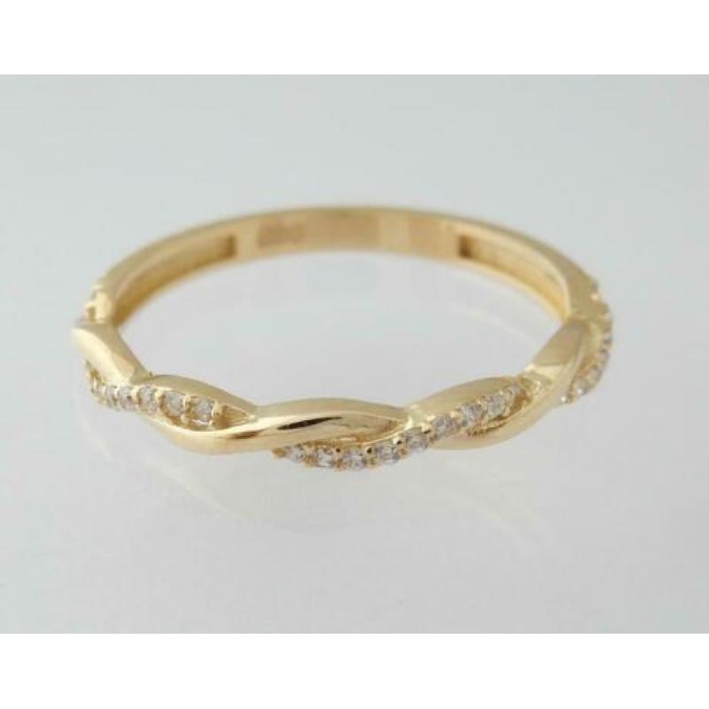 14 karaat Gouden Dames Ring witte Saffieren M18.5
