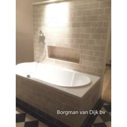 STUNTPRIJS wand en vloertegels beige / zwart marmer 20x20 cm
