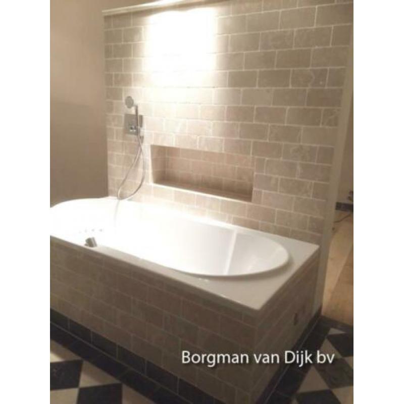 STUNTPRIJS wand en vloertegels beige / zwart marmer 20x20 cm