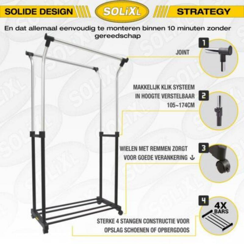 SOLIXL Kledingrek - Verrijdbaar - 105~174cm