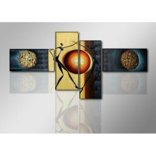 Canvas schilderij 4 luik Dancing Blauw 195 x 80 cm