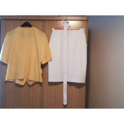 Blazer geel / wit met witte rok - nieuw