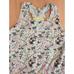 Mintgroen mouwloze zomer jurk in dessin mt 158 - 164 HEMA