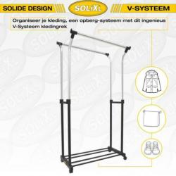 SOLIXL Kledingrek - Verrijdbaar - 105~174cm