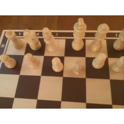 Houten schaakbord/schaakstukken/backgammon/Spiksplinternieuw