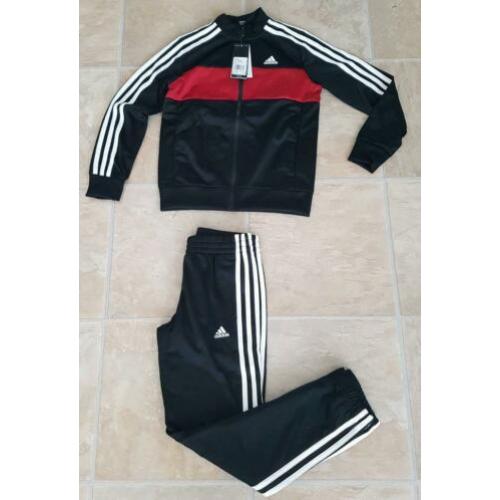 Nieuw Adidas zwart rood trainingspak vest broek maat 140