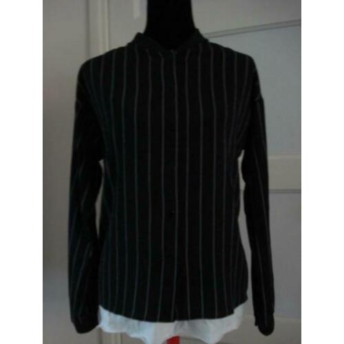DAPHNEA zwarte krijtstreep blouse NIEUW, maat L/M