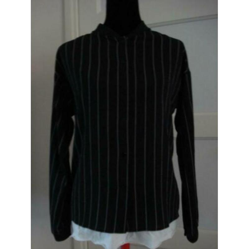 DAPHNEA zwarte krijtstreep blouse NIEUW, maat L/M