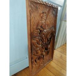 don quichotte pancho houten relief bord