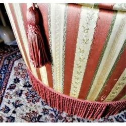 Vintage boudoirstoeltje brei naai stoeltje roze streep Roze