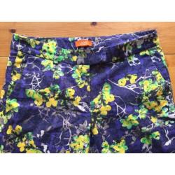 Joe Fresh size 8 pantalon paarse gele groene bloemen 38 egf