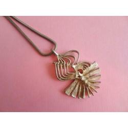 jwg Vintage 60s Modernist design ketting hanger zilver klr