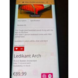 1 persoons bed met lattenbodem en matras evt