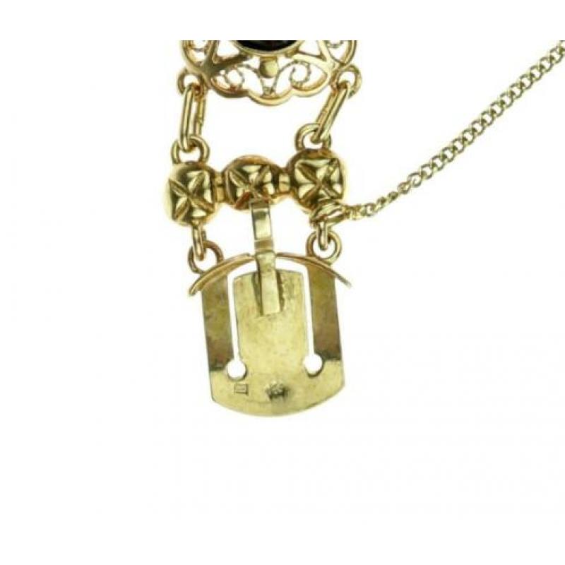 Fraaie 14 karaats gouden Vintage dames armband met granaten