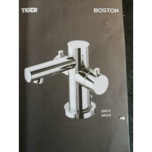Tiger Boston wastafelkraan inox met waste