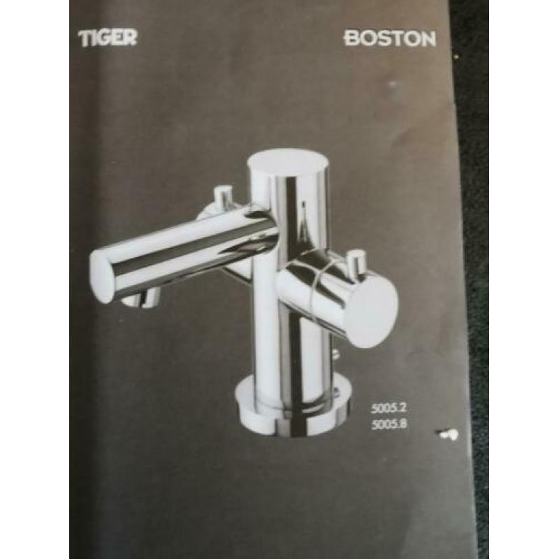 Tiger Boston wastafelkraan inox met waste