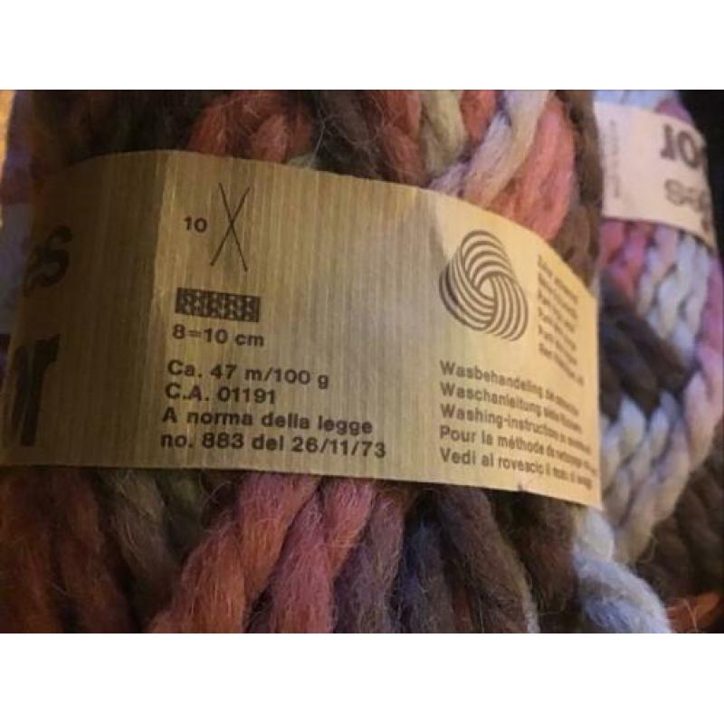 15 100gramsbollen verloopgaren oudroze beige en bruin,