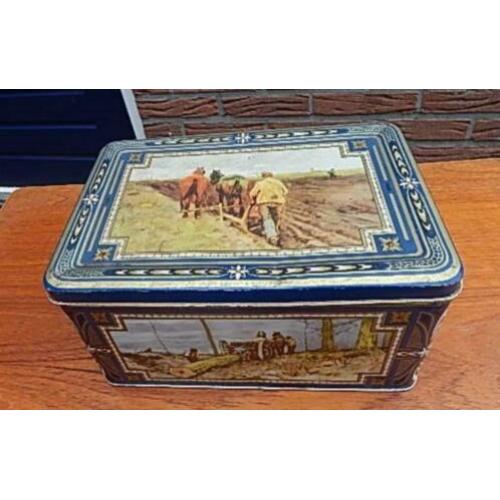 Oud Brocante Boeren Blik - reclame antiek koe paard