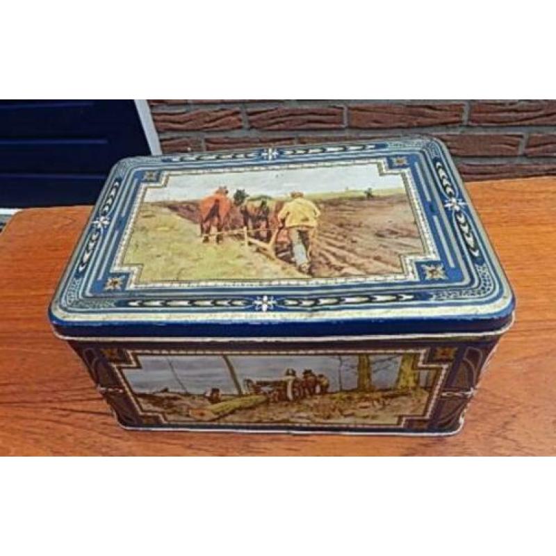 Oud Brocante Boeren Blik - reclame antiek koe paard