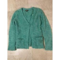 B4 AI GIRL groen fluffie draadjes vest maat 158/164 als nieu