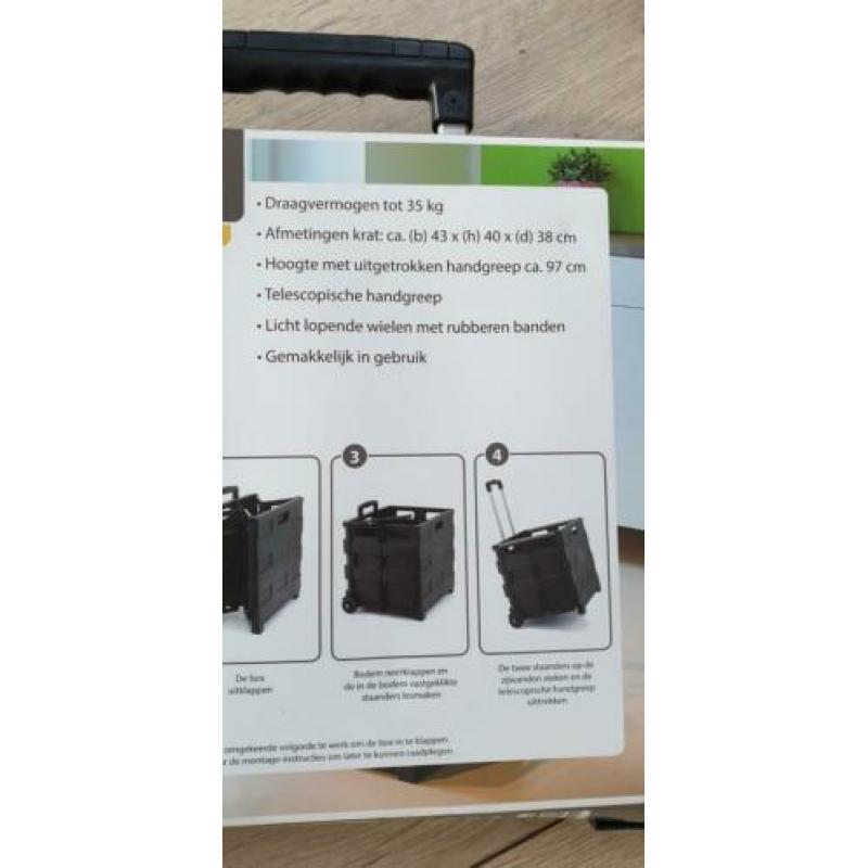 Boodschappen krat opvouwbaar kar karretje trolley inklapbaar