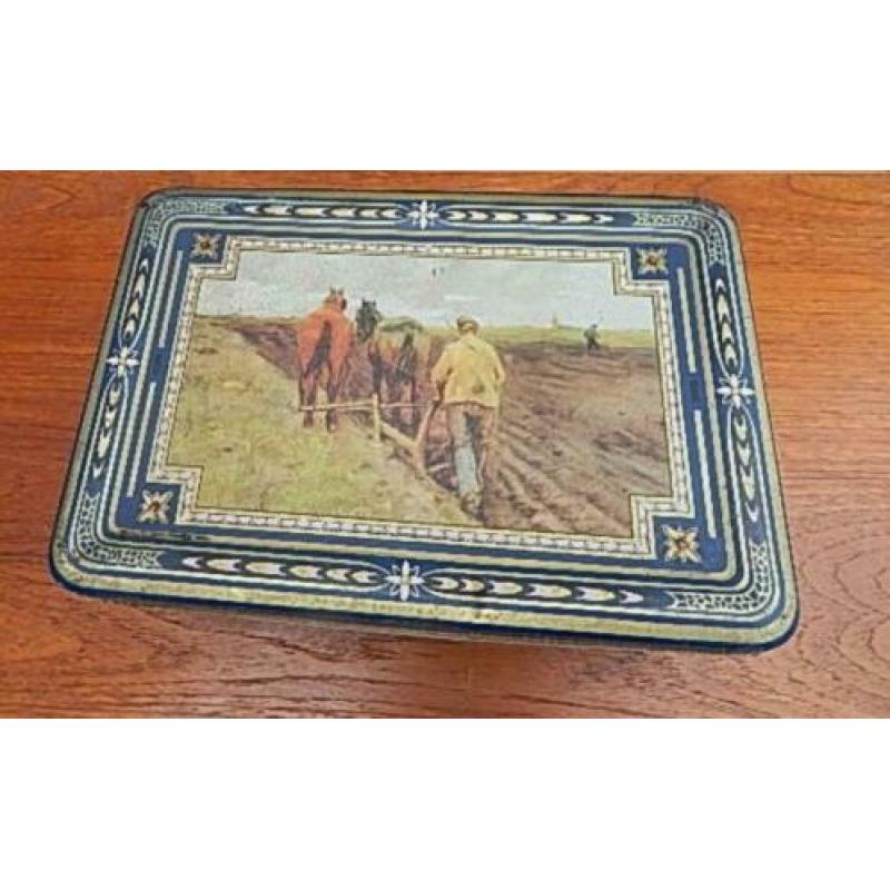 Oud Brocante Boeren Blik - reclame antiek koe paard