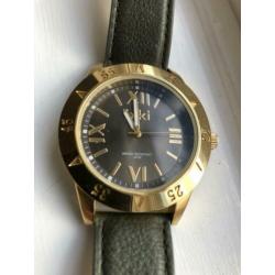 Ikki dames horloge army green leren band