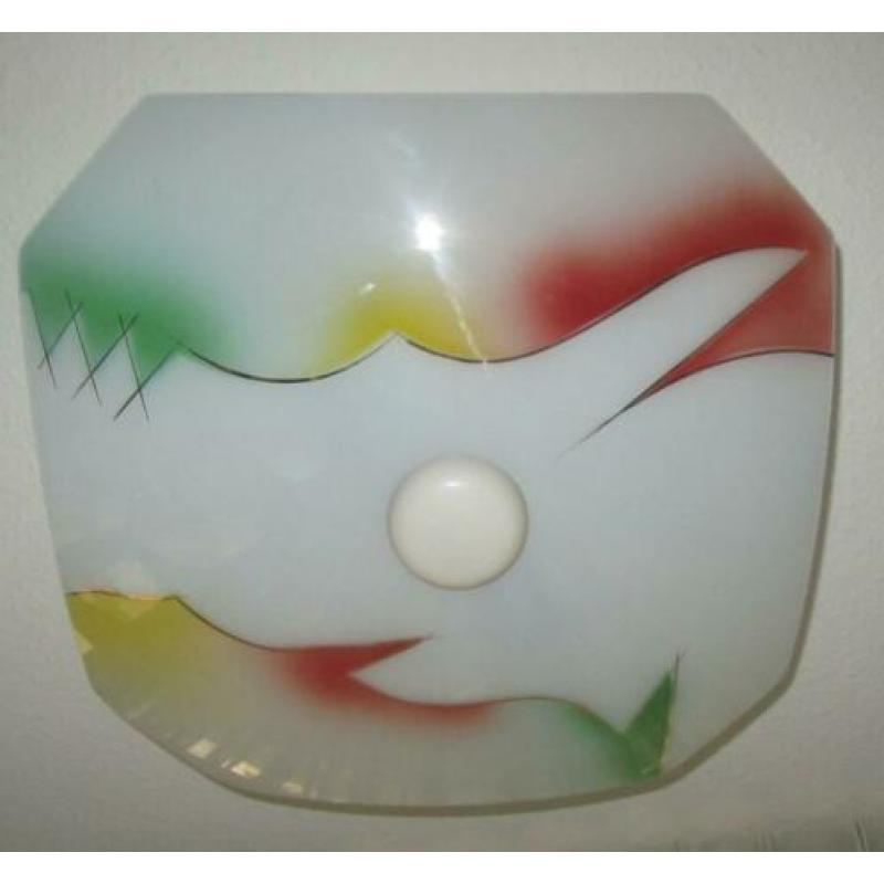 Oude plafondlamp/schaal plafonniere met decor