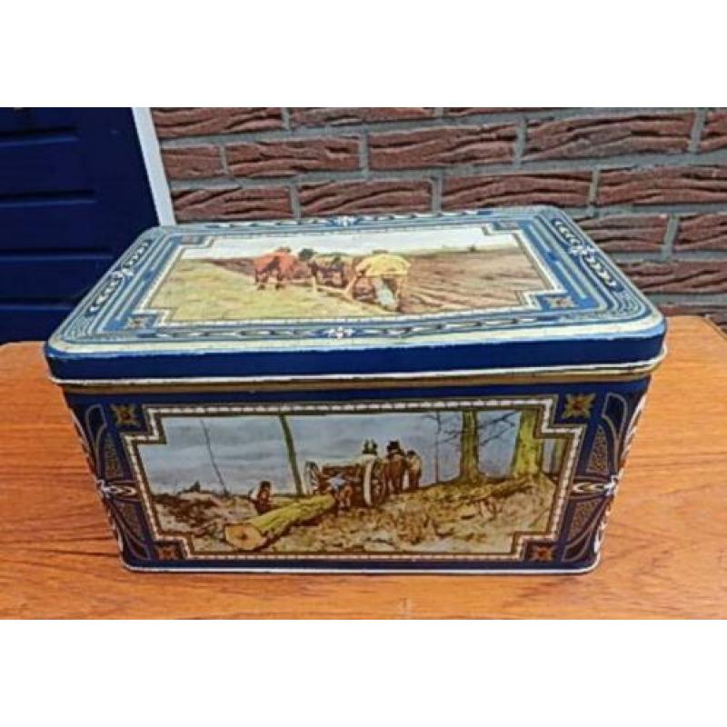 Oud Brocante Boeren Blik - reclame antiek koe paard