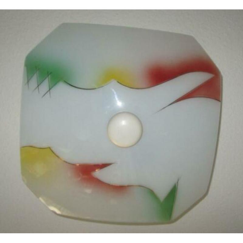Oude plafondlamp/schaal plafonniere met decor