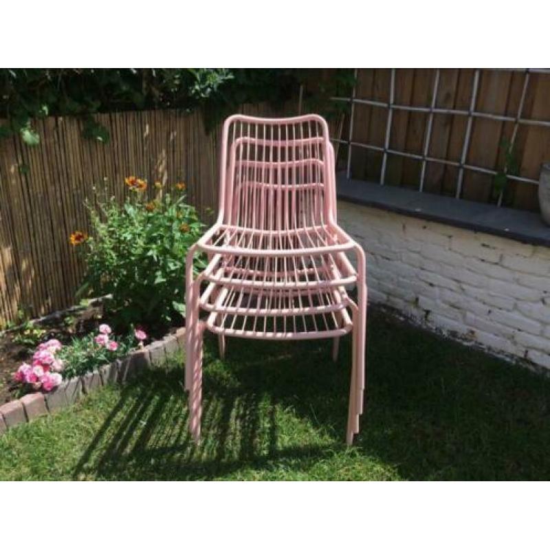 Tuinstoelen Lucca roze staal 4x