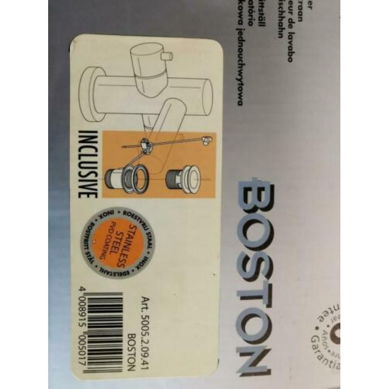 Tiger Boston wastafelkraan inox met waste