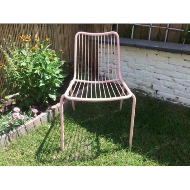 Tuinstoelen Lucca roze staal 4x