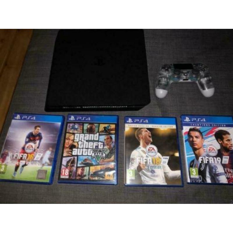 Playstation 4 slim 1000GB 1 controller 4 spellen