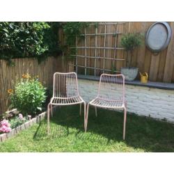 Tuinstoelen Lucca roze staal 4x
