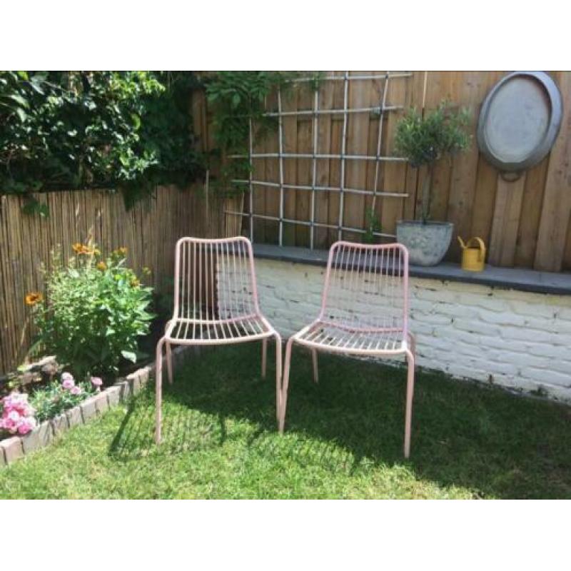 Tuinstoelen Lucca roze staal 4x