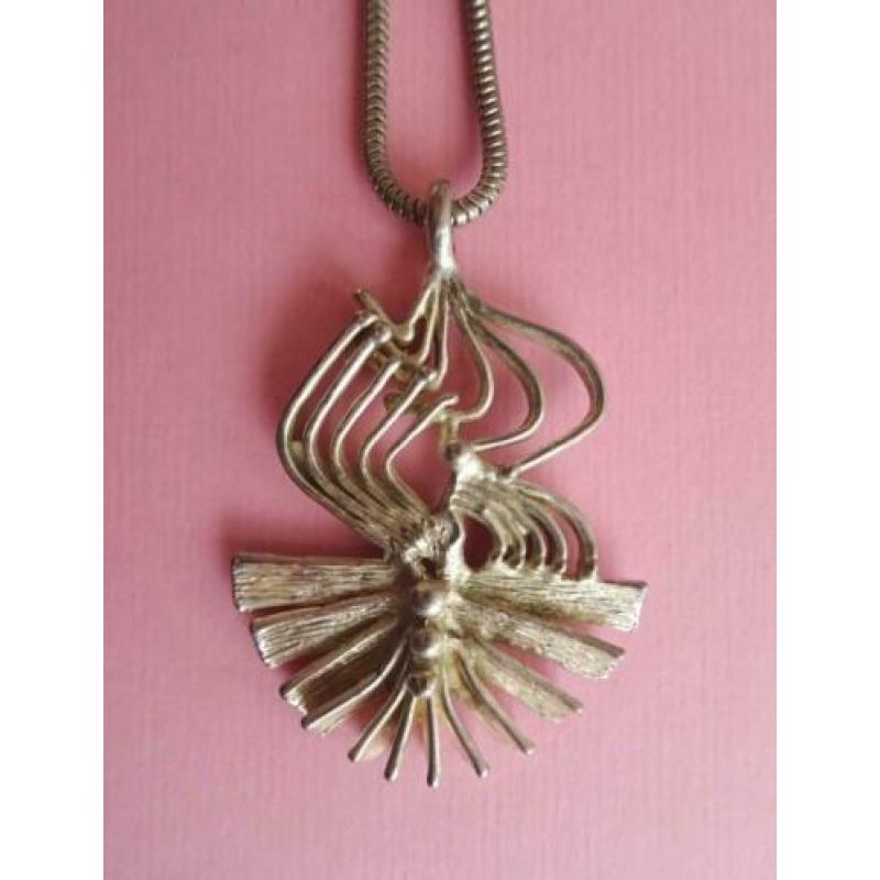 jwg Vintage 60s Modernist design ketting hanger zilver klr