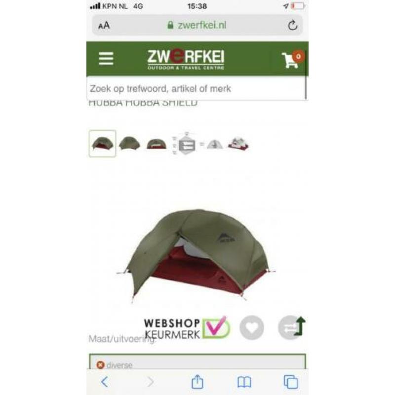 Msr Hubba hubba shield 2 persoons tent