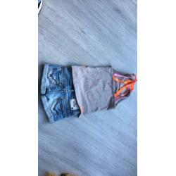Stoer setje broek blue rebel 110, hemdje miss juliette 116