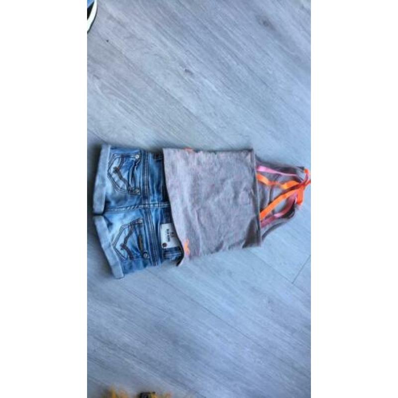 Stoer setje broek blue rebel 110, hemdje miss juliette 116