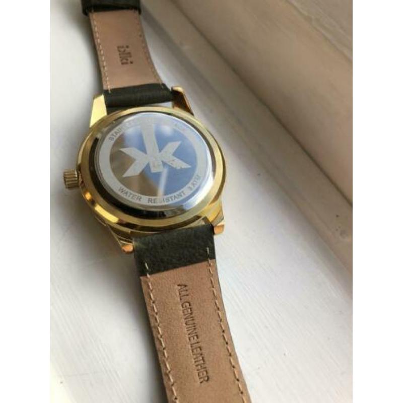 Ikki dames horloge army green leren band
