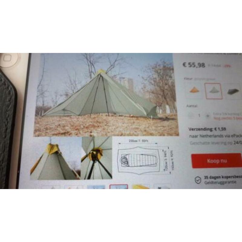 Super UL 1-pers. tent voor langere mensen 20D silnylon