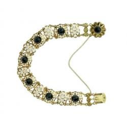 Fraaie 14 karaats gouden Vintage dames armband met granaten
