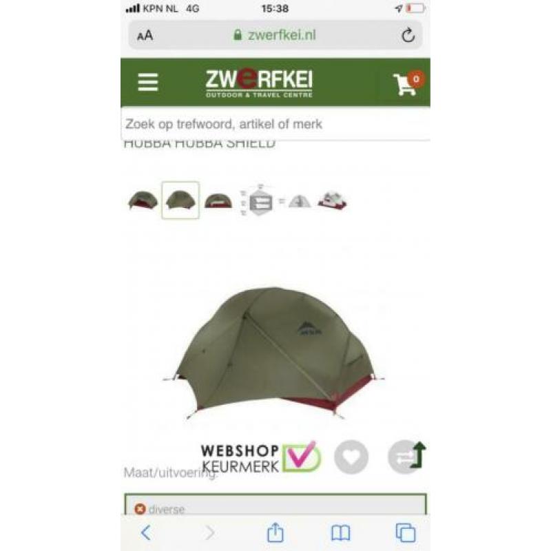 Msr Hubba hubba shield 2 persoons tent